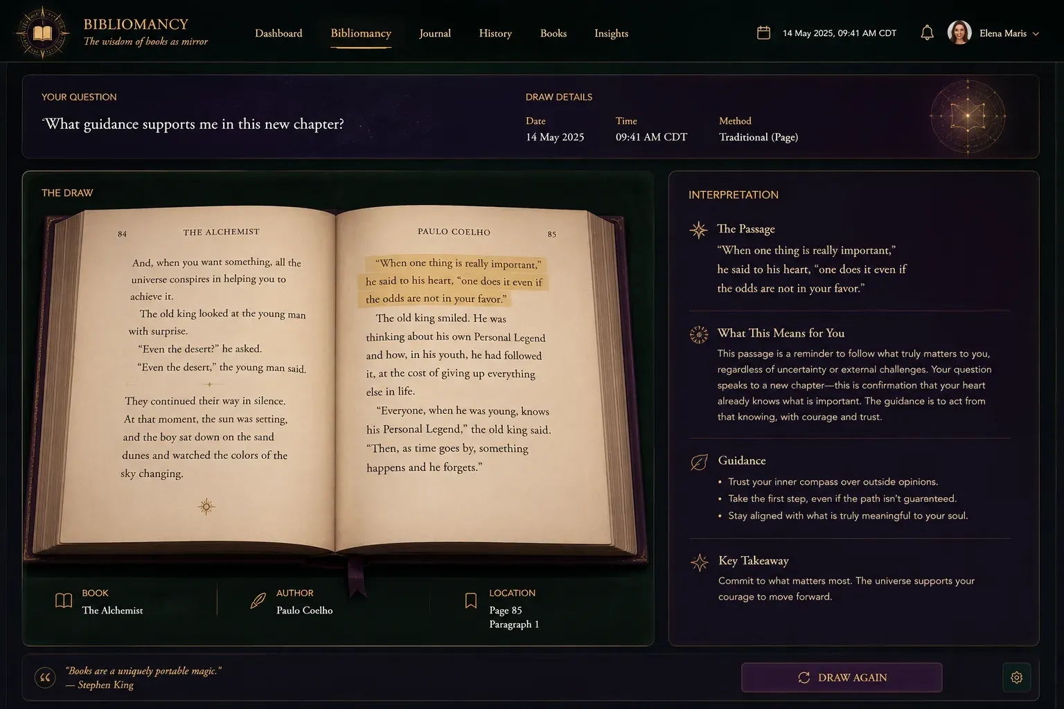 Bibliomancy Widget