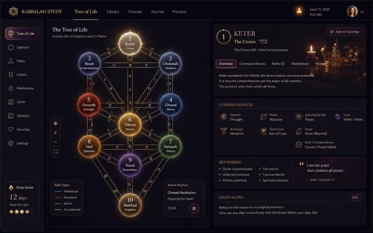 Kabbalistic Study Companion Widget