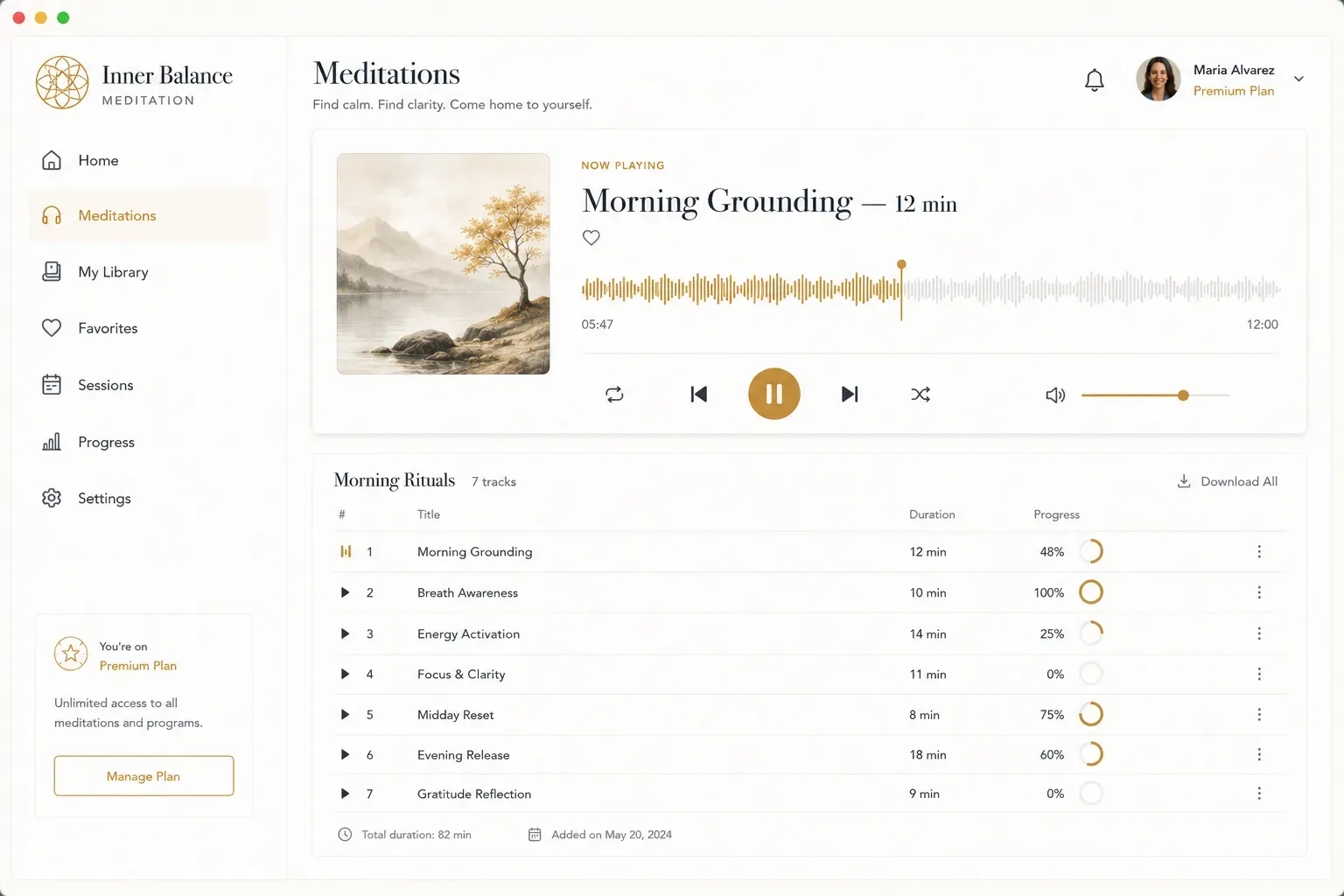 Guided Meditation Player Widget