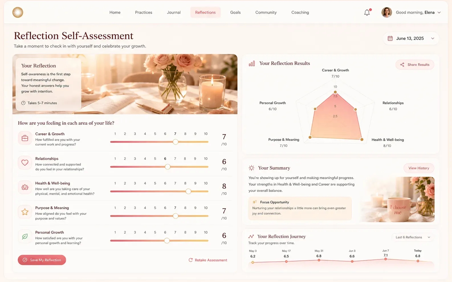 Reflection / Mindset Self-Assessment Widget
