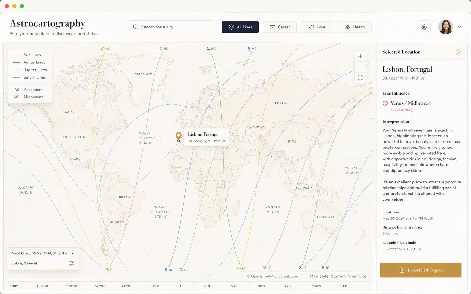 Astrocartography / Relocation Widget