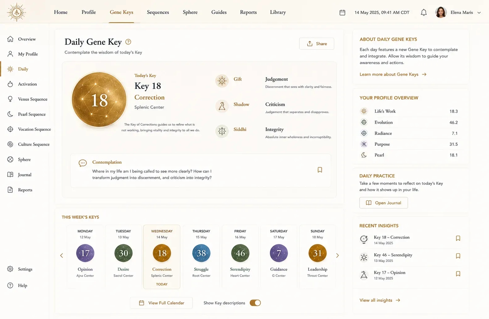 Gene Keys Daily Companion Widget