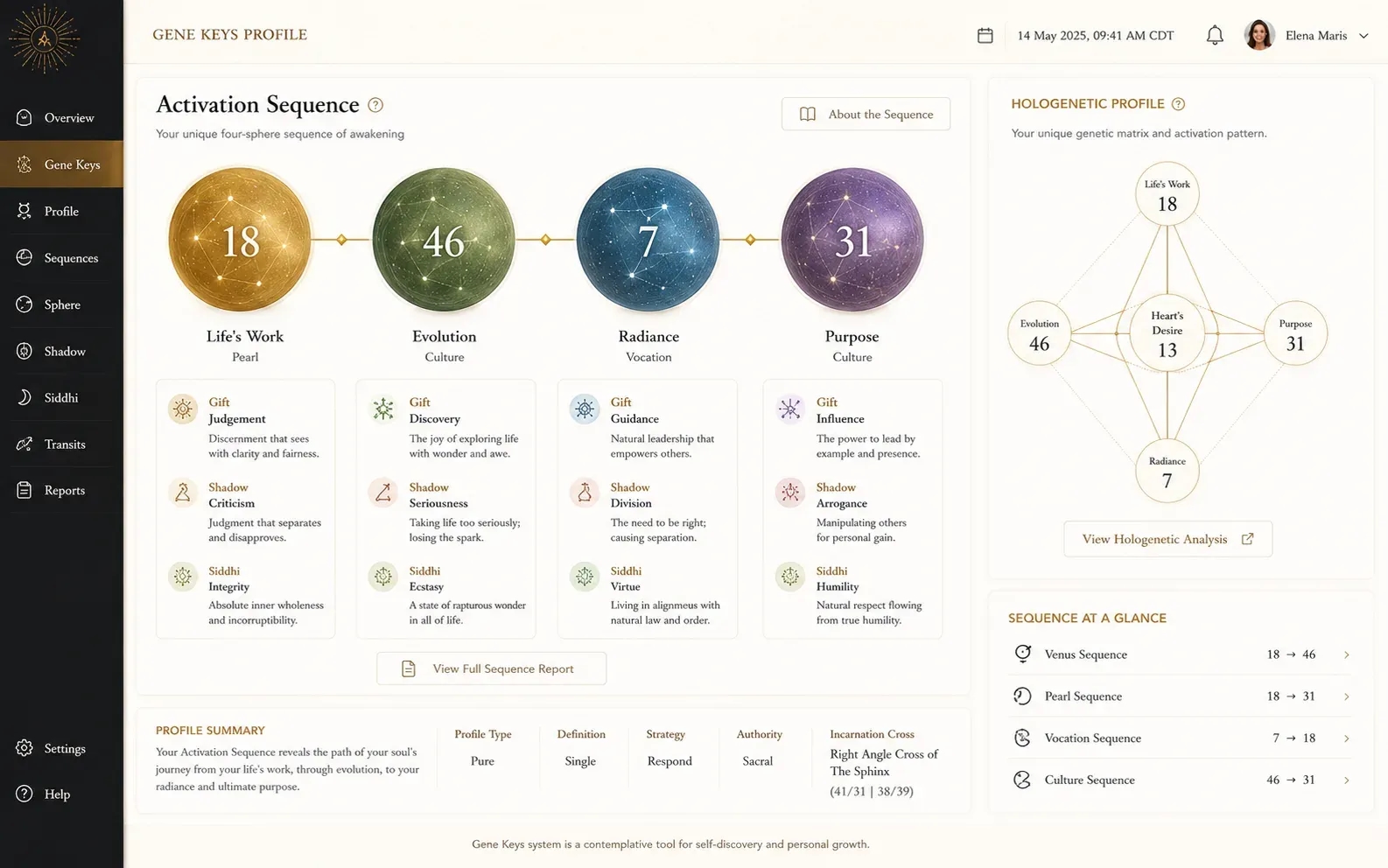Gene Keys Profile Widget
